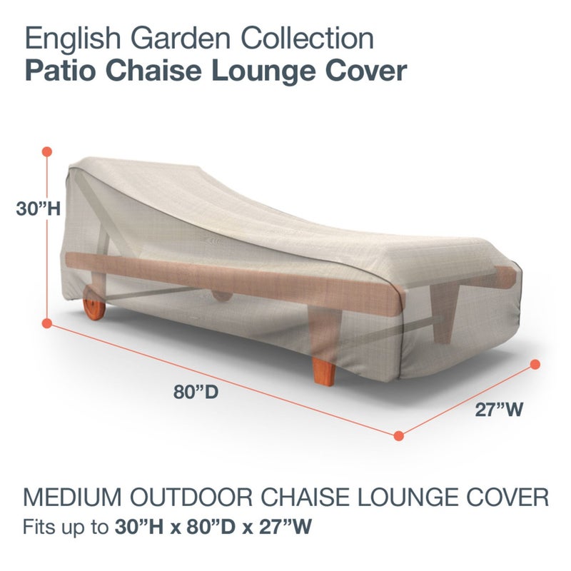 Budge P2A02PM1 English Garden Patio Chaise Lounge Chair Cover Heavy Duty and Waterproof, Medium, Tan Tweed - Image 2